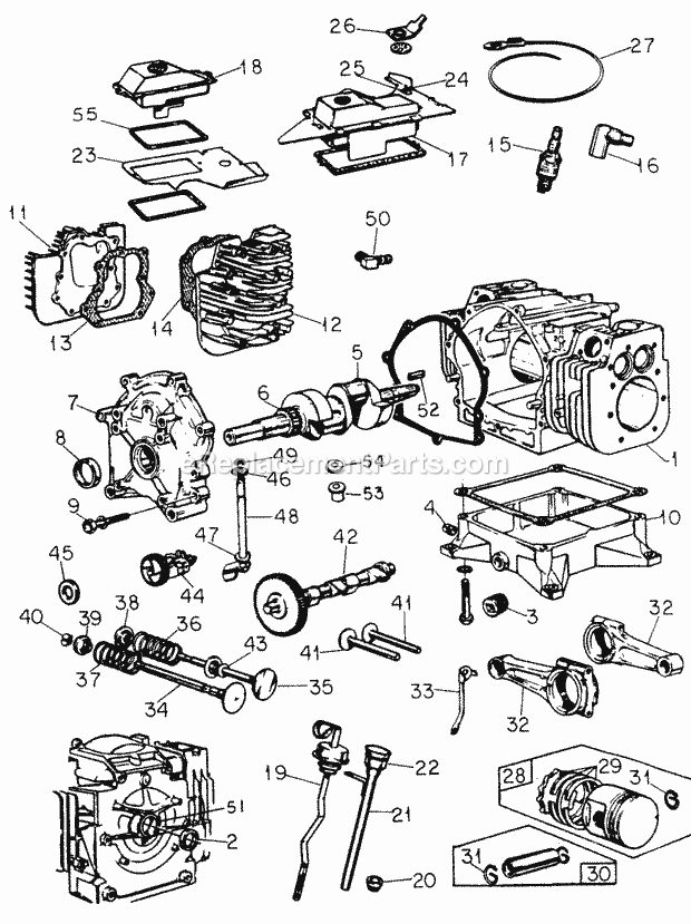 Engine Diagram and Parts List for 1604 2050598U, 144-582-399, 145-582-399, 142-582-3 Cub Cadet Lawn Tractor